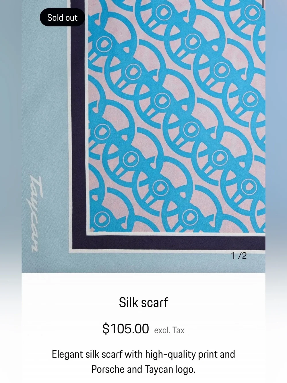 Porsche 100% Silk Blue & Pink Patterned Scarf